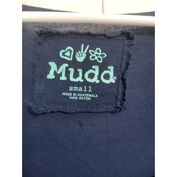 MUDD Women's Small Navy Blue Graphic T Shirt Lightweight Thin Peace y2k - Picture 5 of 9